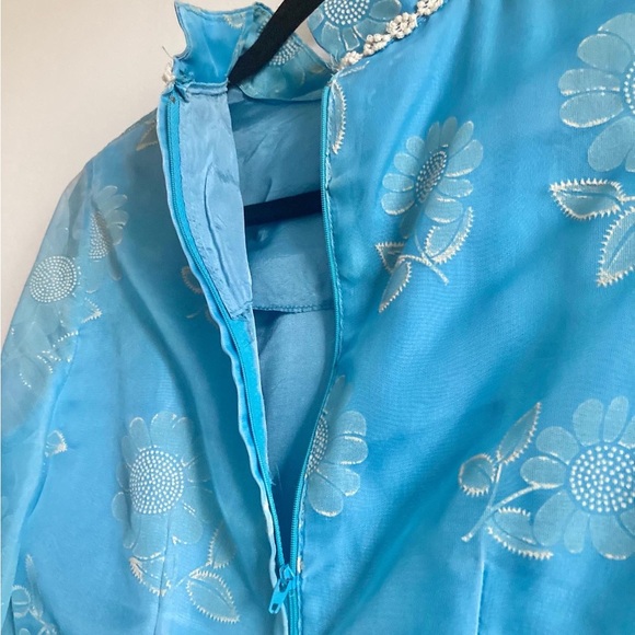 Vintage 1970s Blue Prairie Dress - Picture 6 of 7